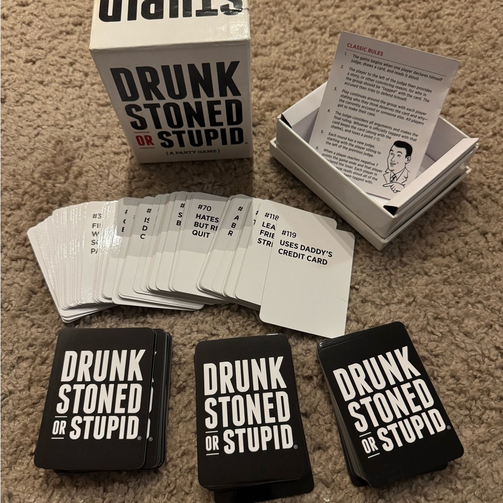 Drunk Stoned or Stupid Party Card Game - Black & White